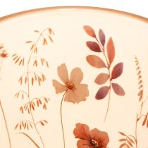 Artikel Teelichthalter aus Glas mit Blütenmotiv 18 cm hoch in Rosa