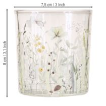 Artikel Teelichthalter Glas Blumenmuster für romantisches Ambiente Windlicht Wohnzimmer Dekoration 8cm 4St