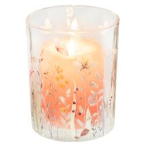 Artikel Deko Windlicht Glas Schmetterlingswiese 18 cm Weiß Beige 2er Set