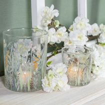 Artikel Deko Windlicht Glas Schmetterlingswiese 18 cm Weiß Beige 2er Set