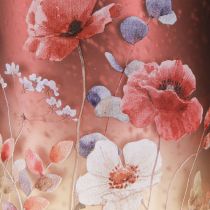 Artikel Deko Windlicht aus Glas mit Blumenmotiv, 12,5 cm, Rot-Bunt, 2er Set