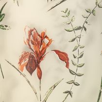 Artikel Teelichthalter aus Glas mit floralem Blütenmotiv 18 cm in Beige und Rot