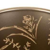 Artikel Teelichthalter aus Glas mit floralem Blütenmotiv 18 cm in Beige und Rot