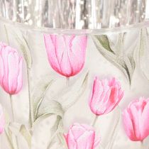Artikel Deko-Windlicht aus Glas, Tulpenmotiv, 8 cm, 4er-Set