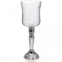 Windlicht Glas Kerzenglas Antik Optik Klar, Silber Ø11,5cm H34,5cm