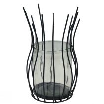 Artikel Windlicht Glas Metall Deko Schwarz Kelch Ø17cm H27cm
