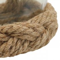 Windlicht Glas Naturfaser Hanf geflochten Ø13cm H10cm