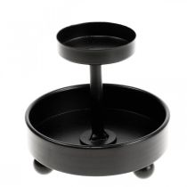 Windlicht Glas Teelichthalter Metall Schwarz H18cm