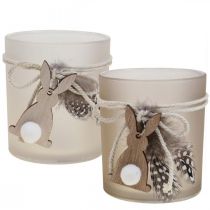 Windlicht Glas Teelichthalter Ostern Ø8cm H9cm 2St
