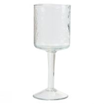 Windlicht Glas mit Fuß, Teelichthalter Glas rund Ø8cm H20cm