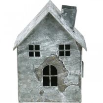 Artikel Windlicht Haus Metall, Shabby Chic, Weihnachtsdeko, Weiß gewaschen, Antik-Look H14,5cm