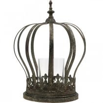 Artikel Krone als Windlicht, Kerzendeko, Metallkrone Antik-Optik H28cm Ø21cm