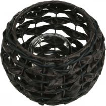 Artikel Windlicht geflochten Schwarz, Braun Rattan Kerzenglas Ø23cm H18cm