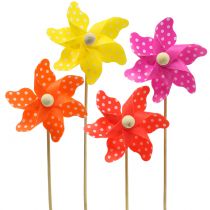 Windmühle Mini bunt sortiert mit Punkten Ø8cm 12St