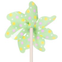 Artikel Garten-Windrad-Set aus Kunststoff mit Holzstab, 47 cm, gepunktet, 3 Stück