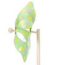 Artikel Garten-Windrad-Set aus Kunststoff mit Holzstab, 47 cm, gepunktet, 3 Stück
