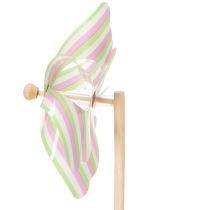 Artikel Windräder Gartenstecker Set 3 Stück Pastellfarben 47 cm Kunststoff und Holz
