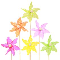 Artikel Windrad mit Punkten Windmühle am Stab Bunt Ø8,5cm 12 St