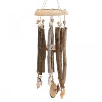 Windspiel Holz, Muscheln Maritime Deko Natur Ø14cm H40cm