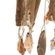 Windspiel Holz, Muscheln Maritime Deko Natur Ø14cm H40cm