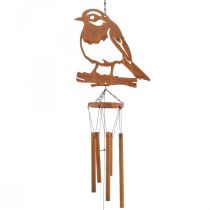 Windspiel Klangspiel Metall Garten Vogel Edelrost 22,5x82cm