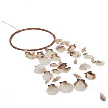 Artikel Windspiel aus Holz und Muscheln Naturfarben Ø20cm H66cm
