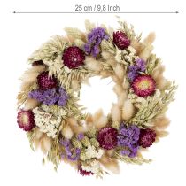 Artikel Trockenblumenkranz aus Naturmaterialien, 25 cm, Beige-Lila