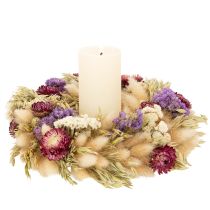 Artikel Trockenblumenkranz aus Naturmaterialien, 25 cm, Beige-Lila