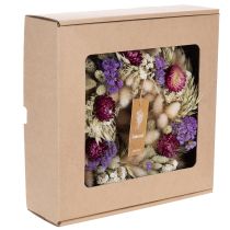 Artikel Trockenblumenkranz aus Naturmaterialien, 25 cm, Beige-Lila
