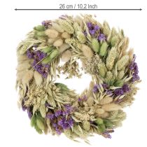 Artikel Trockenblumenkranz ø 26 cm mit natürlichen und violetten Akzenten für Frühling und Sommerdekoration