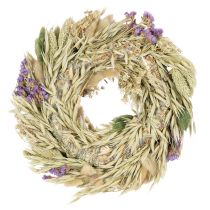 Artikel Trockenblumenkranz ø 26 cm mit natürlichen und violetten Akzenten für Frühling und Sommerdekoration