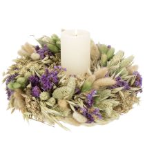 Artikel Trockenblumenkranz ø 26 cm mit natürlichen und violetten Akzenten für Frühling und Sommerdekoration