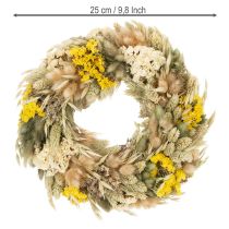 Artikel Trockenblumenkranz 25 cm natürlich Beige-Gelb für Tisch und Wand