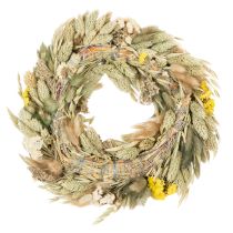Artikel Trockenblumenkranz 25 cm natürlich Beige-Gelb für Tisch und Wand