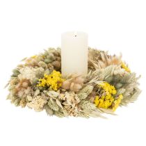 Artikel Trockenblumenkranz 25 cm natürlich Beige-Gelb für Tisch und Wand