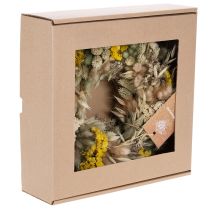 Artikel Trockenblumenkranz 25 cm natürlich Beige-Gelb für Tisch und Wand