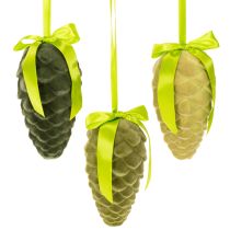 Artikel Dekozapfen aus Kunststoff mit Schleife, 18 cm, 3er Set, Grün