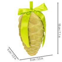 Artikel Dekozapfen aus Kunststoff mit Schleife, 18 cm, 3er Set, Grün