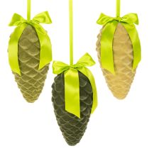 Artikel Künstliche Zapfen-Anhänger mit Geschenkband und Schleife 23cm 3er-Set