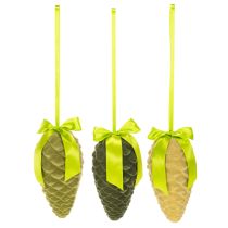 Artikel Künstliche Zapfen-Anhänger mit Geschenkband und Schleife 23cm 3er-Set