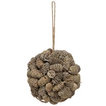 Artikel Zapfenkugel aus Erlenzapfen zum Hängen, Weiß gewaschen, 12 cm