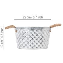 Artikel Zinkschale rund mit Seilgriffen Ø22cm H12cm für Dekoration und Pflanzen
