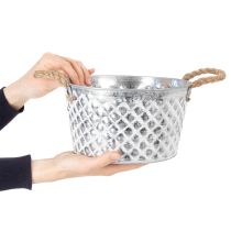 Artikel Zinkschale rund mit Seilgriffen Ø22cm H12cm für Dekoration und Pflanzen