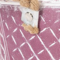 Artikel Zinkschale mit Rautenmuster und Flachsgriffen, Ø 24,5 cm, Violett-Weiß gewaschen