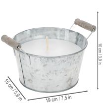 Artikel Kerze im Zinkeimer mit Holzgriffen, Weiß, Ø 15 cm für Terrasse und Balkon