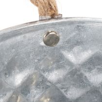 Artikel Zinkschale oval mit Seilgriffen 23cm x 12cm x 10,5cm Silber