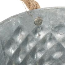 Artikel Zinkschale oval mit Seilgriffen 27cm x 17,5cm H12cm Silber Weiß Natur