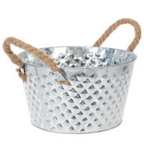 Artikel Zinkschale rund mit Seilgriffen Ø25cm H14cm aus Metall für Innen- und Außendekoration