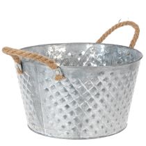 Artikel Zinkschale rund mit Seilgriffen Ø28cm H16cm verzinkt mit Rautenmuster