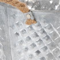 Artikel Zinkschale rund mit Seilgriffen Ø28cm H16cm verzinkt mit Rautenmuster